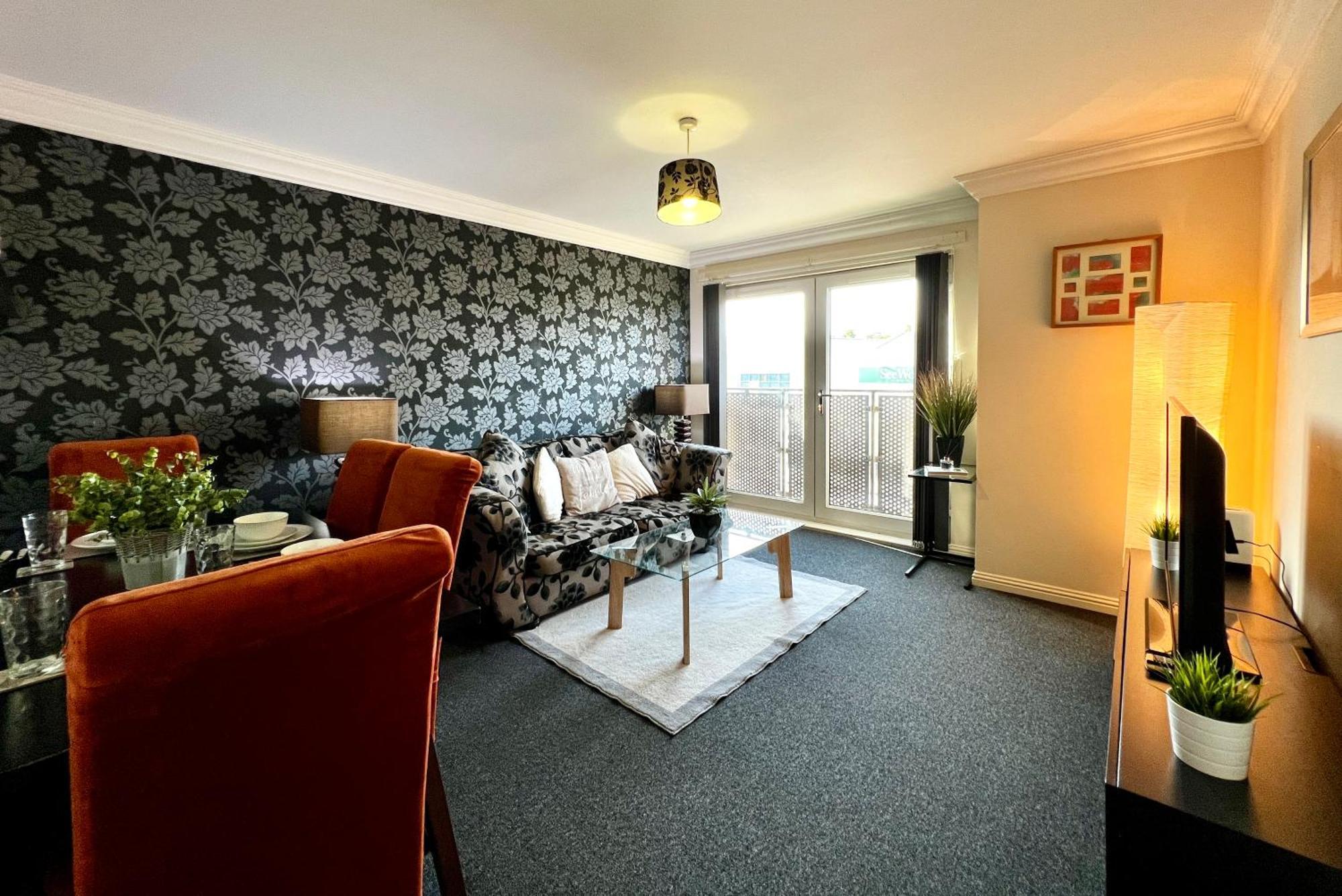 格拉斯哥Stylish Modern Flat With Juliet Balcony & Parking公寓 外观 照片